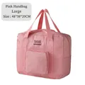 Pink foldable Oxford cloth travel bag in large size with Travel print 48x38x20cm - Large / Pink