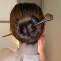 Elegant dark brown carved wooden hair pin for women bun hairstyles in retro style - 9# Hair Stick - Dark Brown Lotus