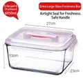 Extra large 6050ml glass food container with pink handle and airtight sealing lid - 6000ml Transparent
