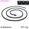 Oxidized black stainless steel square link chain necklace for men and women, 500x3mm size - 500x3mm / Oxidized Black