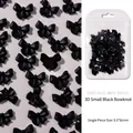 50 pieces of matte black bow nail charms in a clear bag, size 9.5x8mm for nail art - Small 3D Bow / Black