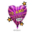 49x59cm heart-shaped foil balloon with purple stripes and Te Amo Mamá Ever text - Big Heart Small Stars Spanish Mother's Day
