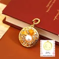 Vintage style Scorpio zodiac pendant with pearl and rhinestones in golden finish - Scorpio Style
