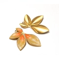 Golden gradient enamel leaf pendant set for DIY jewelry making and earrings - Gradient Orange Leaf