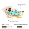 Blue spotted enamel puppy dog pendant in 18K gold plated stainless steel - Blue Spotted Dog Pendant PJ93219E