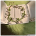 Bracciale mughetto retrò francese con design a foglia verde e boccioli di perla - Bracciale Mughetto (1# Fiore di Perla-Bracciale)