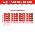 Lot de 90 stickers muraux en forme de cœur rouge pour décoration de chambre - Ensemble de Stickers Muraux Coeur Rouge (UV24Y11233T_T)