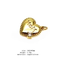 Golden heart pendant with MOM engraving and clear zircon inlay for jewelry making - 7-MOM Heart