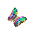 Macro shot of 18K gold plated butterfly pendant with vibrant colorful faceted crystals - Colorful