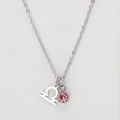 Stainless steel Libra zodiac necklace with pink birthstone pendant and O-link chain - Steel-Libra