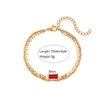 Bracelet double couche en acier inoxydable plaqué or 18 carats avec zircon rouge - Bracelet Double Couche Chaîne Vague et Museau de Porc Or Zircon Rouge