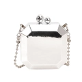 Silberne achteckige Acryl-Handtasche mit Metall-Finish, Kugelschloss und Perlenkette - Stil 2 Silber