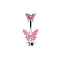 Bananen-Piercing mit pinken Schmetterlingen und funkelnden Flügeln auf weißem Grund - Rosa Doppel-Schmetterling