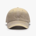 Distressed light khaki baseball cap with white contrast stitching and soft cotton crown - Adjustable / Khaki
