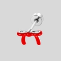 Minimalist red bow stud earrings featuring a smooth finish and silver metal backing - Red Bow (Single Piece) (A799)
