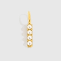 Elegant gold pendant featuring four round white pearls in a vertical linear drop design - Gold-I