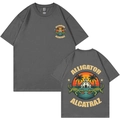 Dark grey t-shirt featuring double-sided vintage Alligator Alcatraz circular graphic print - Dark Gray