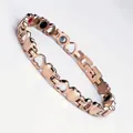 Roségoud roestvrijstalen magnetische energie armband voor dames met dubbel hart ontwerp - Roségoud