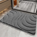 Tappeto da bagno grigio con trama a onde, assorbente e antiscivolo su pavimento - 40x60cm / Grigio Scuro (Serie Stuart)