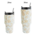 Sparkling rhinestone stainless steel tumblers in 20oz and 30oz sizes with straws - Champagne Cow Print