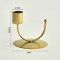 Bougeoir en fer en forme de U au fini doré mat avec une base circulaire minimaliste - Type C Tête Unique - Or