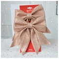 Pack of two large glitter champagne gold bow decorations for Christmas trees and gifts - Medium-Champagne-2Pcs