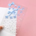Blue fabric butterfly and transparent heart rhinestones for fairy eye makeup decoration - Blue Bow Rhinestones (BJA-652)