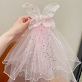 Fermaglio per capelli da principessa in tulle rosa con paillette e farfalla di perle - Farfalla Rosa