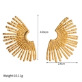 Orecchini a ventaglio in acciaio inossidabile martellato oro con dettagli tecnici - Stile Ventaglio Semicerchio-JDEW2308003