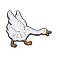 Cute white enamel duck pin with YEET text design, stylish metal cartoon goose brooch - YEET Goose