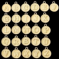 Golden round alloy alphabet pendant set with A-Z letters on a black background - A-Z Set (26Pcs) / Champagne
