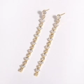 Elegante gouden hangoorbellen met vierkant geslepen strass steentjes in lange kwaststijl - Vierkante Diamant Lineaire Stijl (C Goud) / Goud