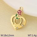 Stainless steel heart pendant with purple rose, Mom engraving and crystals, 18x12mm - Rose Mom Heart (KLJ9640-ZLA)