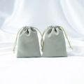 Grey green satin drawstring pouches for jewelry storage and gift packaging - Olive Green