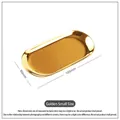 Minimalist gold stainless steel oval tray with mirror finish measuring 185mm by 80mm - Small / Gold