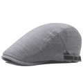 Adjustable grey plaid flat cap featuring a vintage checkered pattern and metal buckle - Off-White