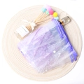 Waterproof purple gradient cherry blossom umbrella storage pouch with snap button closure - Purple With Acrylic Handle