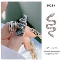 Silver snake nail charm with iridescent AB rhinestones for 3D manicure decor - Silver AB Zircon (2028#)