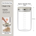 Rookgrijs 800ml voorraadpot van borosilicaatglas met handige een-klik luchtdichte deksel - Koel Rookgrijs 800ML
