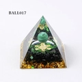 Malachite crystal ball tree of life energy pyramid with black stones and gold flakes - Ball017