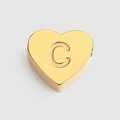 Minimalist gold heart-shaped pendant bead with engraved letter C made of titanium steel - Letter C / Gold