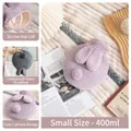 Mini plush rabbit hot water bottle 400ml with leakproof screw cap in purple and grey - 400ml / Round / Purple