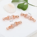 30x15mm rose gold infinity pearl necklace clasp with micro-pave cubic zirconia - Small Infinity / Rose Gold