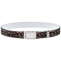 Elastic kids belt with leopard print pattern and silver magnetic buckle closure - Leopard Print