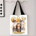 Dettaglio della borsa tote in tela con grafiche di gatti realistici e scritte MARCH FORWARD - Citazione di tre gatti che marciano in avanti(jiayingstd62)
