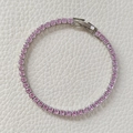 Silver finish tennis bracelet featuring round-cut pink cubic zirconia gemstones - 3mm-17cm / Pink Zirconia