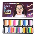 12-color water-based face and body paint kit with brushes for sports and festivals - 3012F Single Box (Including 2 Pens)