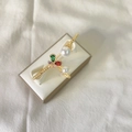 Bracciale regolabile placcato oro 18k con perle bianche e farfalle di zirconi colorati - Base Oro Multicolore