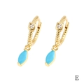 Detail of 18K gold earrings featuring sky blue marquise charms and white cubic zirconia - Light Blue Marquise (ER1139)