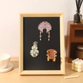 Magnetic photo frame with wooden frame and decorative phoenix crown magnets for desk - Beveled Natural Wood 8 Inch